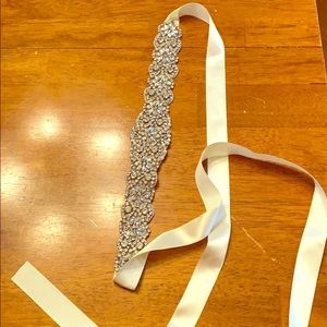 Graduated Scallops Beaded Satin Sash